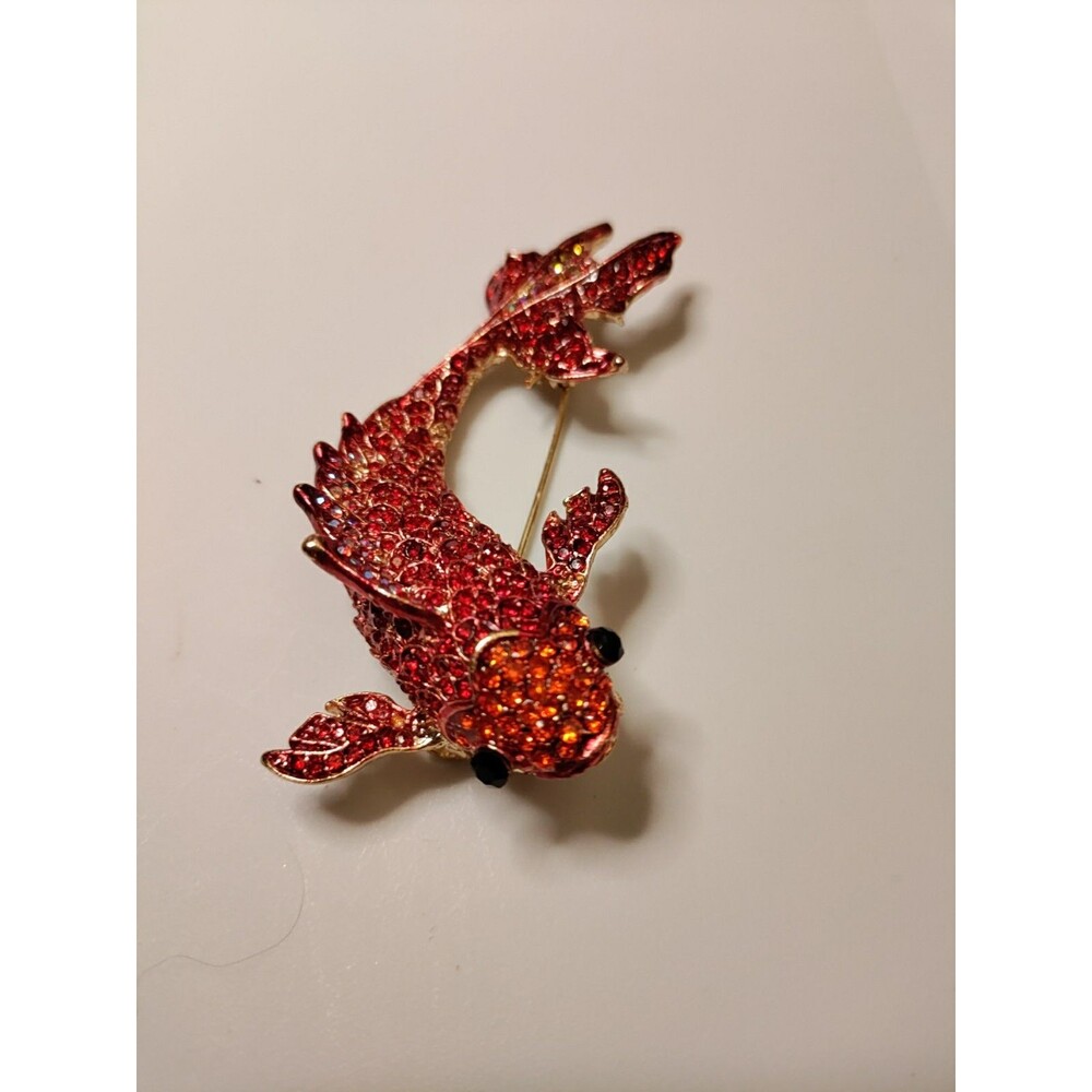 Red Koi Fish Brooch/Pendant Rhinestone